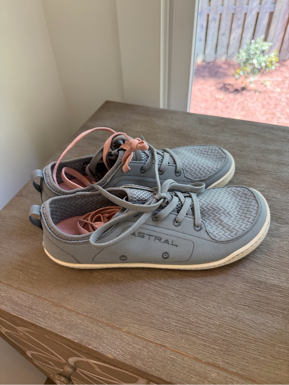 Astral Gray Casual Lace-Up Sneakers with Pink Accents